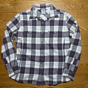 Carhartt for Women Purple and White Plaid Button-Down Shirt Size Small